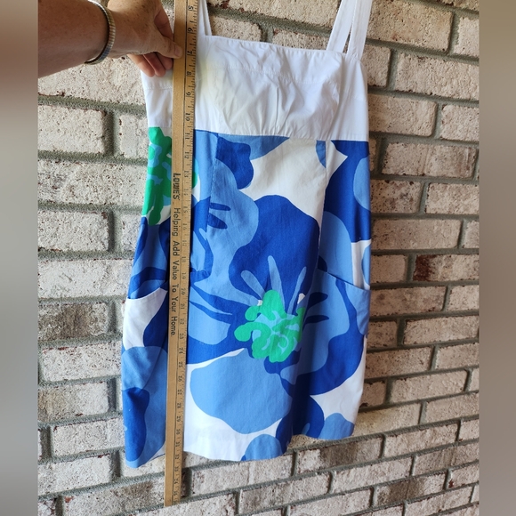Lilly Pulitzer cotton Yesenia Dress Blue and green floral, lined, 1 in straps 0 - Picture 3 of 16